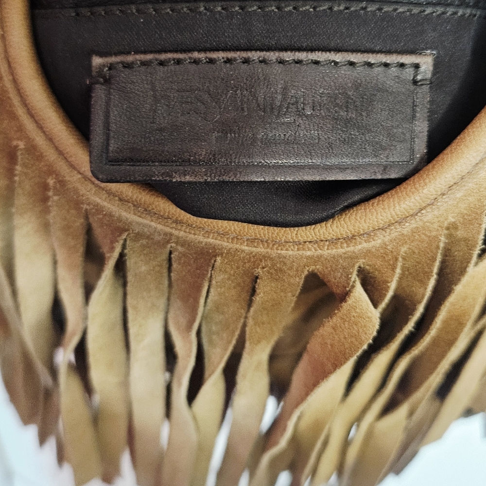 YsL Yves Saint Laurent Rive Gauche Fringe Boho Suede Shoulder Bag - Picture 3 of 11